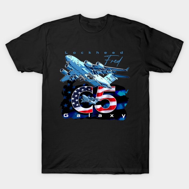 C5 Galaxy Us Air Force Aircraft T-Shirt by aeroloversclothing